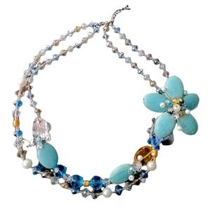 Bold heavy beaded statement protect piece funky artist style wired necklace.